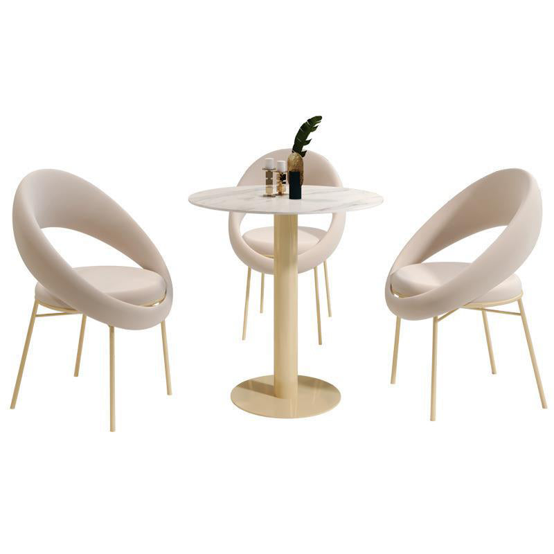 Round Dining Set for Kitchen 1/2/4/5 Pcs Glossy White Dinette Table Set