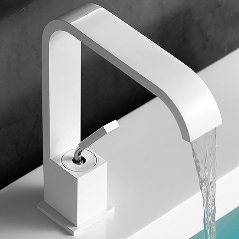 Waterfall Spout Widespread Lavatory Faucet Modern Metal Widespread Sink Faucet