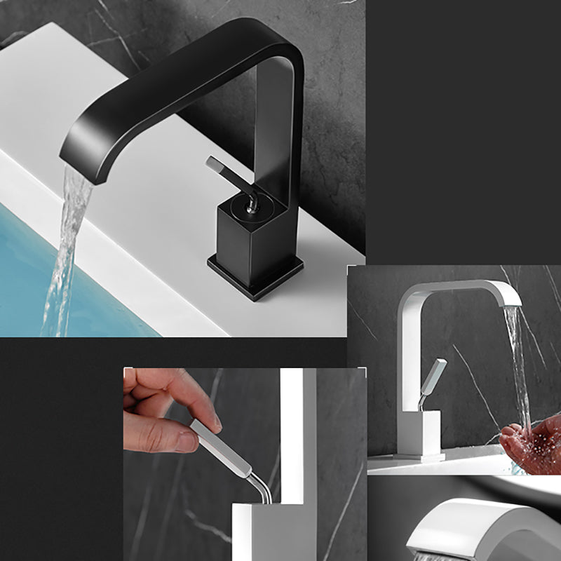 Waterfall Spout Widespread Lavatory Faucet Modern Metal Widespread Sink Faucet