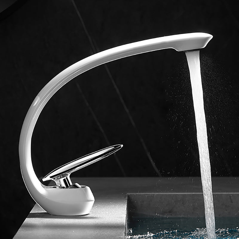Waterfall Spout Widespread Lavatory Faucet Modern Metal Widespread Sink Faucet