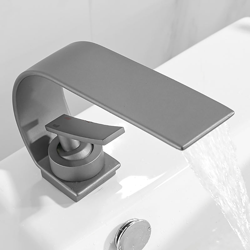 Waterfall Spout Widespread Lavatory Faucet Modern Metal Widespread Sink Faucet