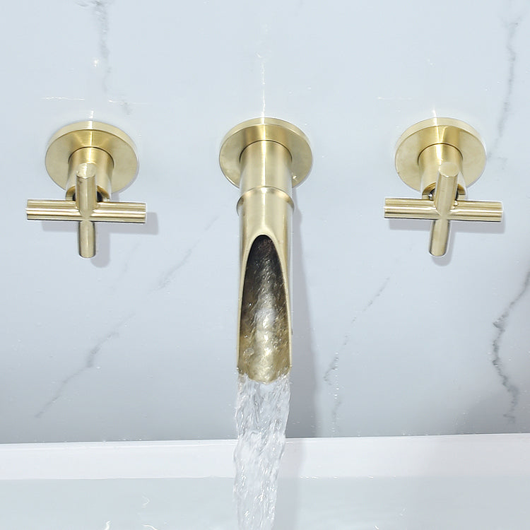 Traditioal Brass Roman Tub Faucet with 2 Cross Handles Tub Faucet