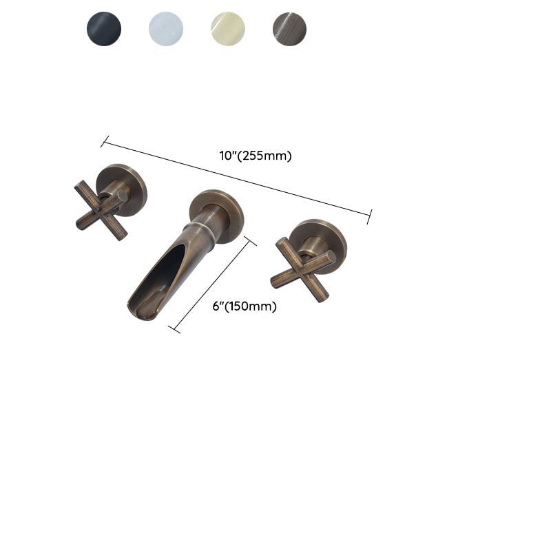 Traditioal Brass Roman Tub Faucet with 2 Cross Handles Tub Faucet