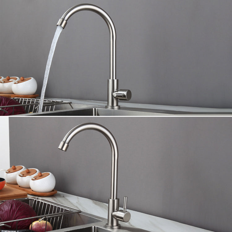 Kitchen Faucet Rod Handle Stainless Cold Controlled Kitchen Faucet