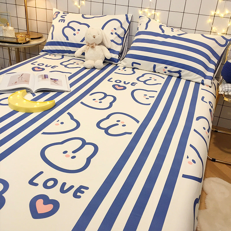 Cotton Bed Sheet Patterned Breathable Fade Resistant Soft Bed Sheet Set