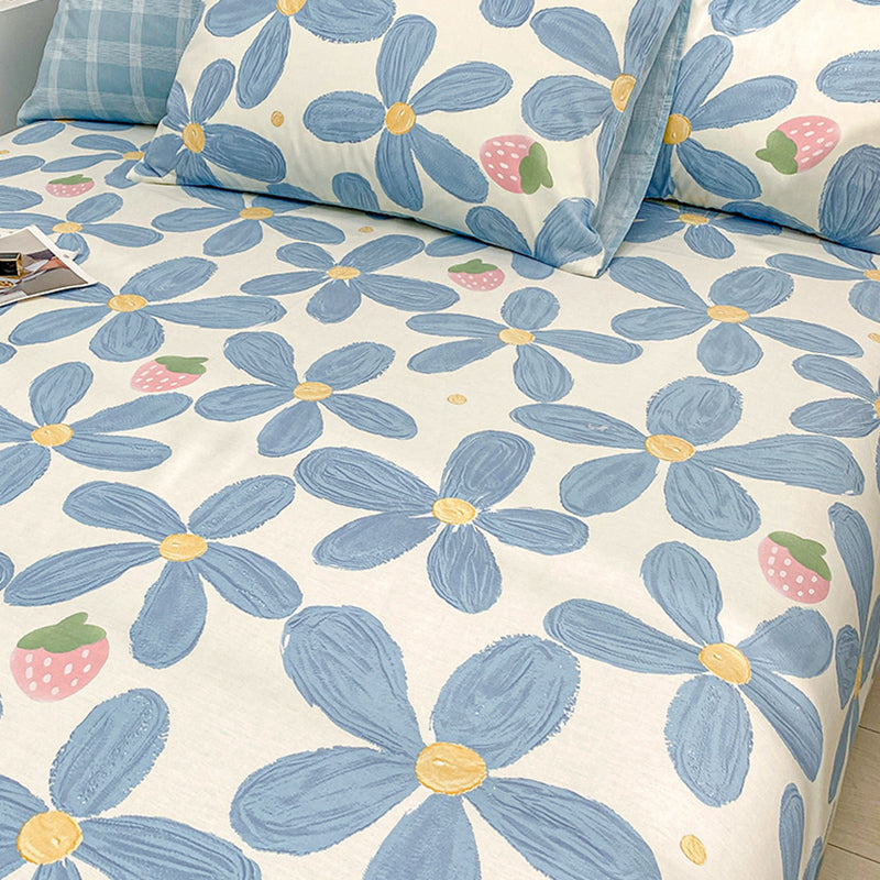 Cotton Bed Sheet Patterned Breathable Fade Resistant Soft Bed Sheet Set