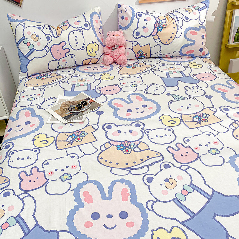 Cotton Bed Sheet Patterned Breathable Fade Resistant Soft Bed Sheet Set