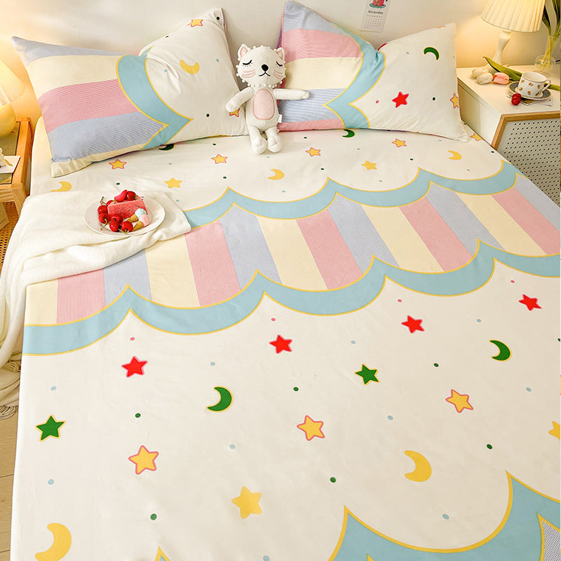 Cotton Bed Sheet Patterned Breathable Fade Resistant Soft Bed Sheet Set