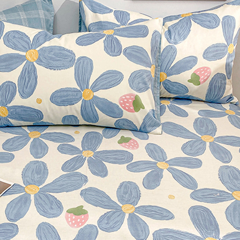 Cotton Bed Sheet Patterned Breathable Fade Resistant Soft Bed Sheet Set