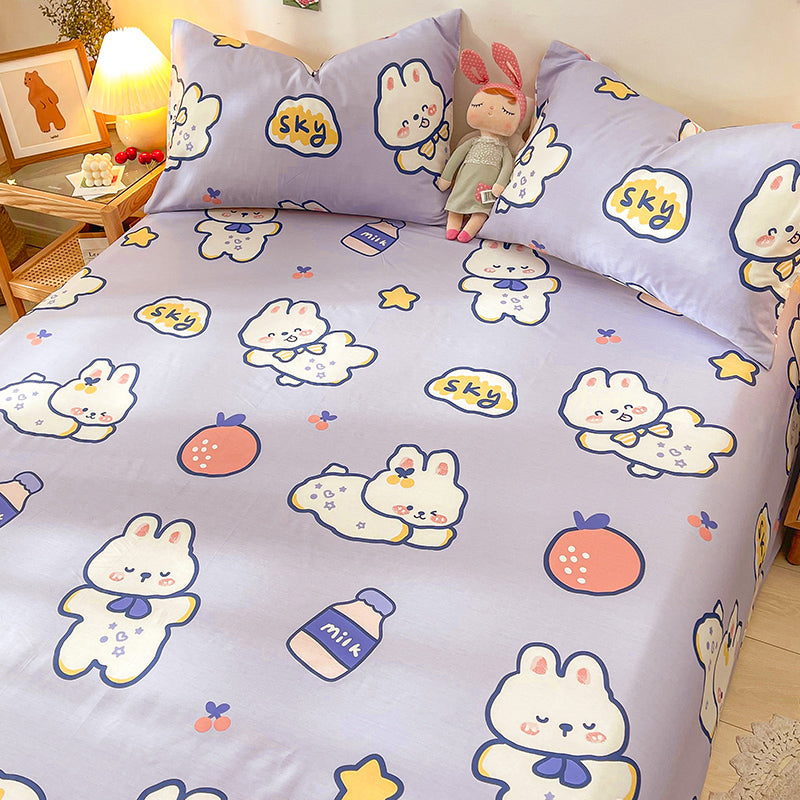 Cotton Bed Sheet Patterned Breathable Fade Resistant Soft Bed Sheet Set