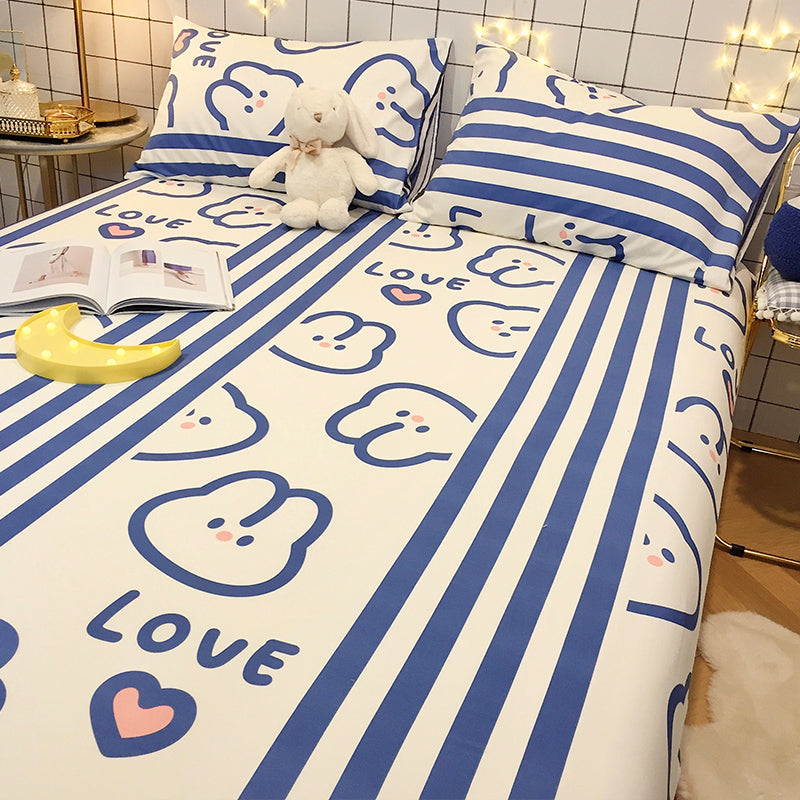 Cotton Bed Sheet Patterned Breathable Fade Resistant Soft Bed Sheet Set