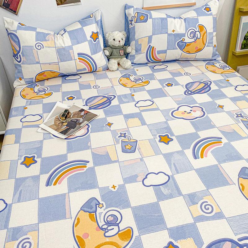 Cotton Bed Sheet Patterned Breathable Fade Resistant Soft Bed Sheet Set