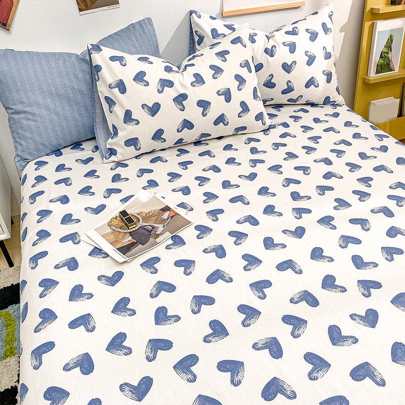 Cotton Bed Sheet Patterned Breathable Fade Resistant Soft Bed Sheet Set
