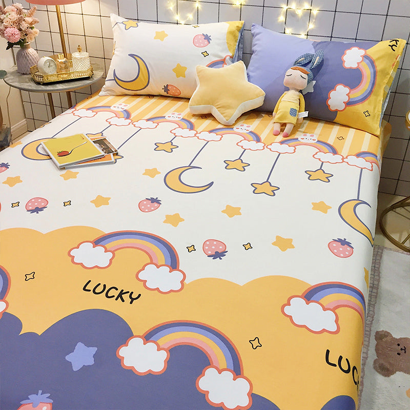 Cotton Bed Sheet Patterned Breathable Fade Resistant Soft Bed Sheet Set