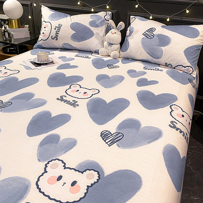Cotton Bed Sheet Patterned Breathable Fade Resistant Soft Bed Sheet Set