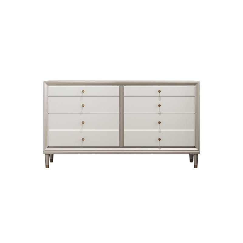 Contemporary Horizontal Double Dresser White/Silver Dresser with Storage for Home