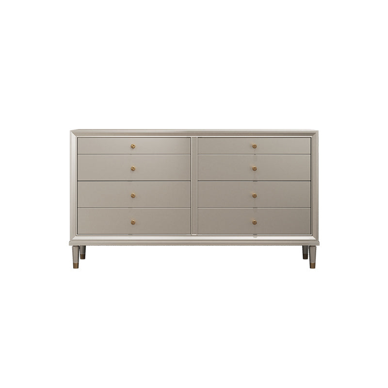 Contemporary Horizontal Double Dresser White/Silver Dresser with Storage for Home