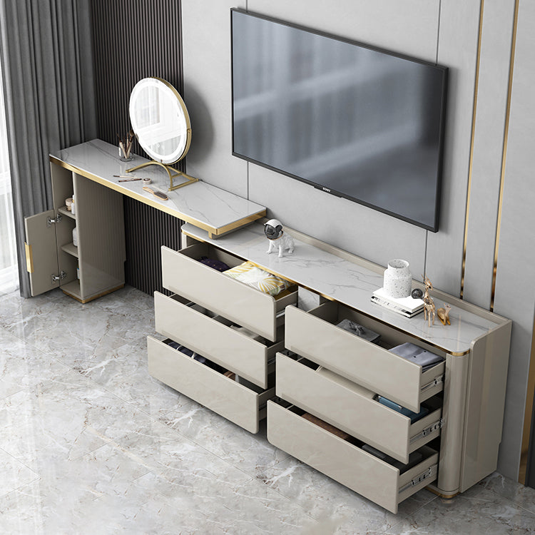 Classic Glam Dresser Stone Storage Chest Dresser with 6 Drawers , 11.7 Inch Width