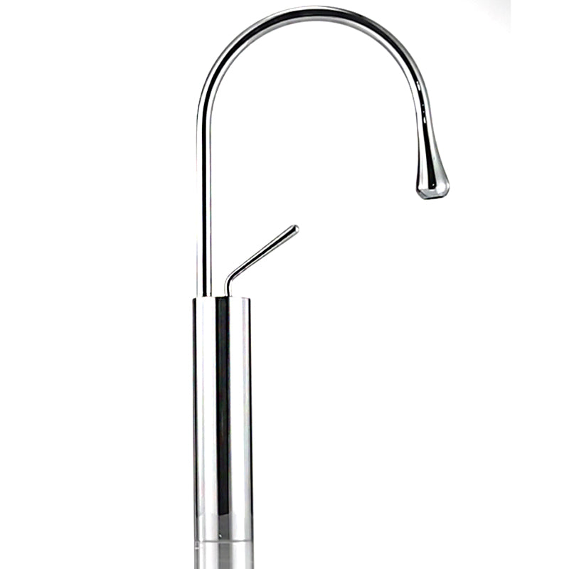Gooseneck Lever Handles Sink Faucet Modern Circular Brass Bathroom Sink Faucet