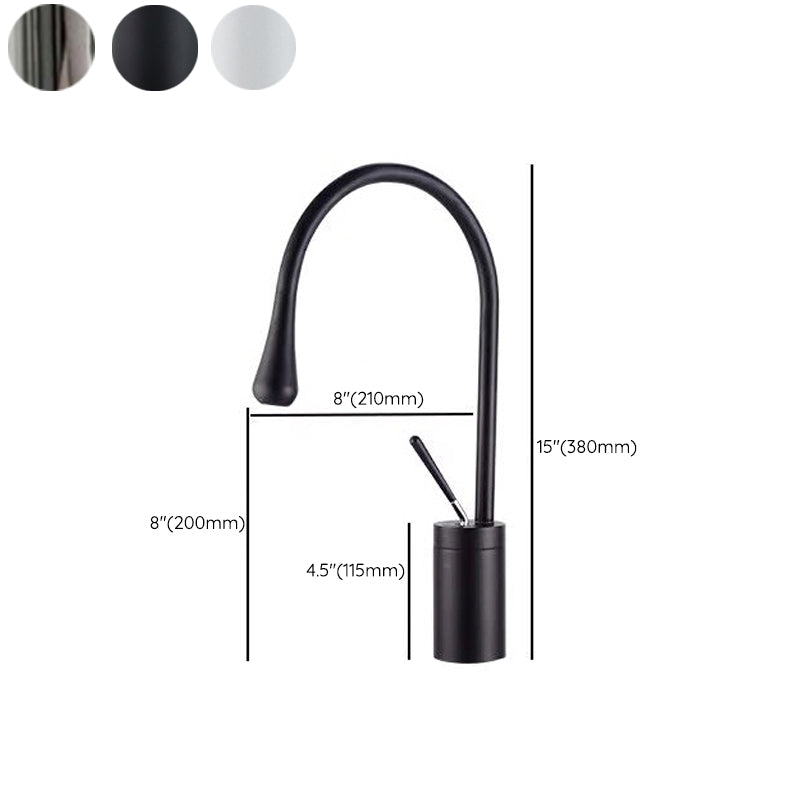 Gooseneck Lever Handles Sink Faucet Modern Circular Brass Bathroom Sink Faucet