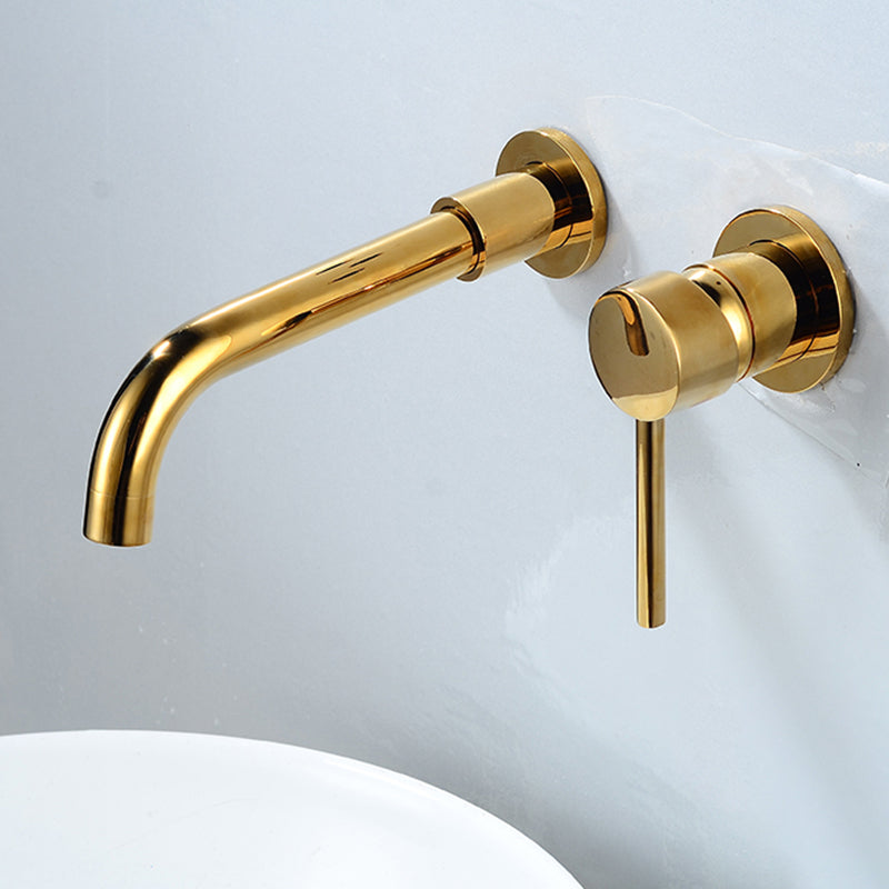 Lever Handles Wall Mounted Bathroom Faucet High-Arc Lavatory Faucet
