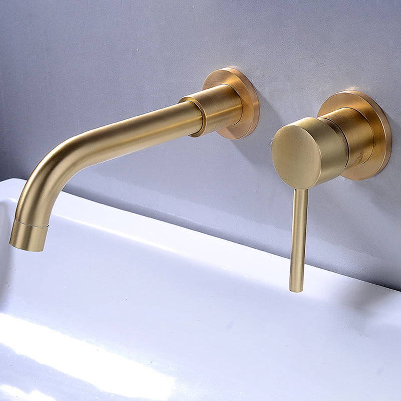 Lever Handles Wall Mounted Bathroom Faucet High-Arc Lavatory Faucet