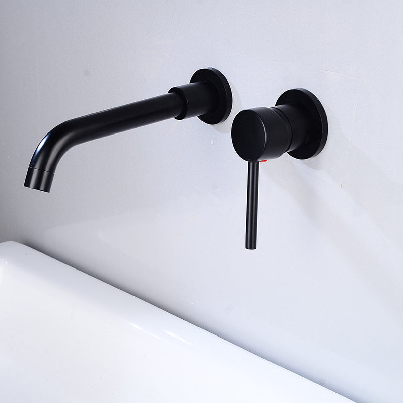 Lever Handles Wall Mounted Bathroom Faucet High-Arc Lavatory Faucet