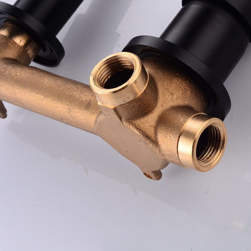 Lever Handles Wall Mounted Bathroom Faucet High-Arc Lavatory Faucet