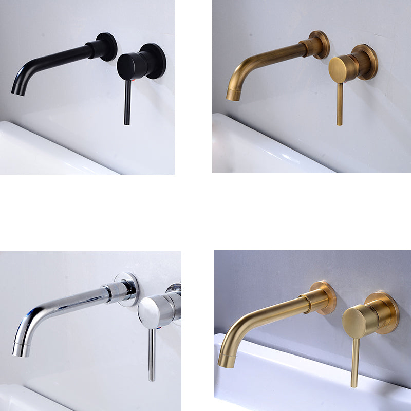 Lever Handles Wall Mounted Bathroom Faucet High-Arc Lavatory Faucet