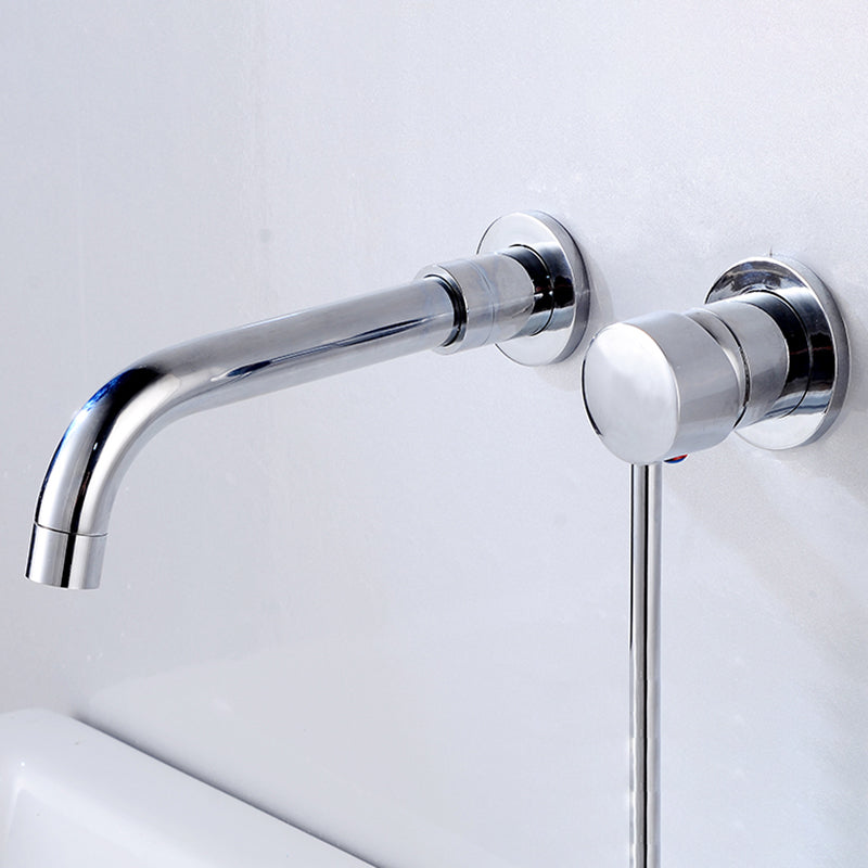Lever Handles Wall Mounted Bathroom Faucet High-Arc Lavatory Faucet