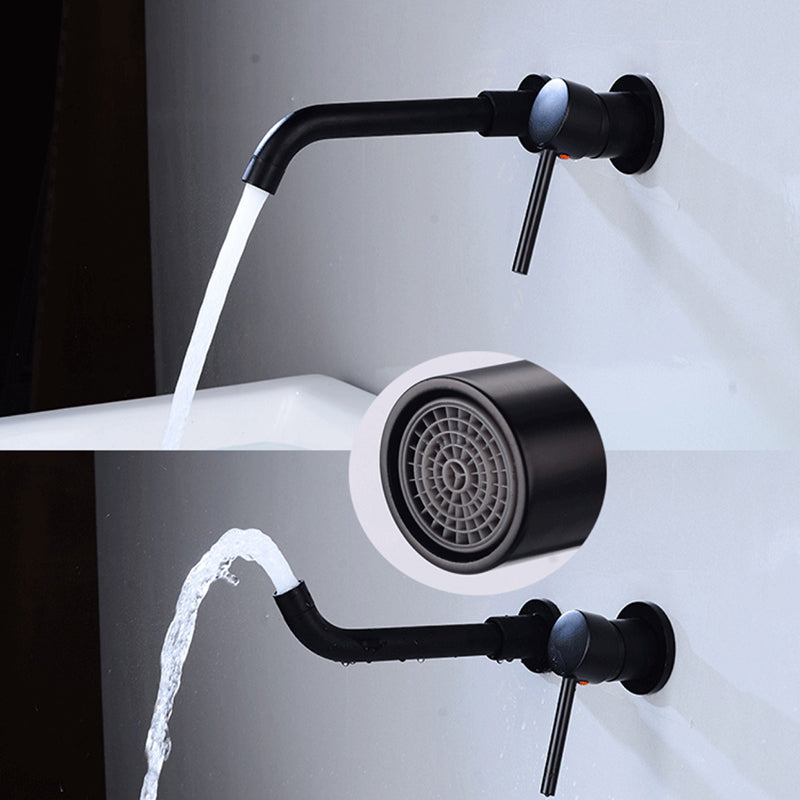 Lever Handles Wall Mounted Bathroom Faucet High-Arc Lavatory Faucet