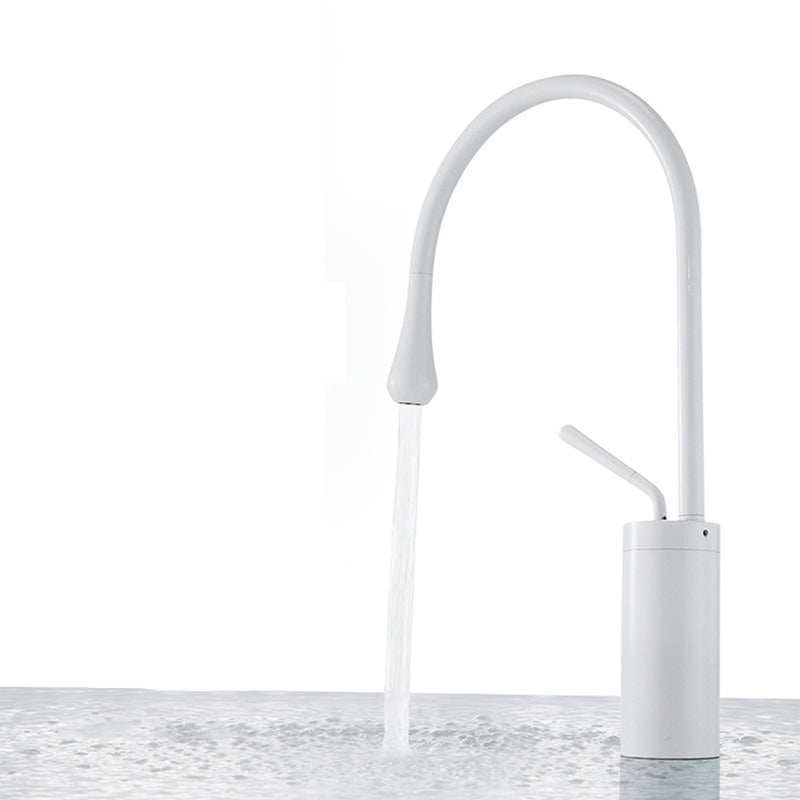 Gooseneck Sink Faucet Circular Lever Handles Brass Bathroom Sink Faucet