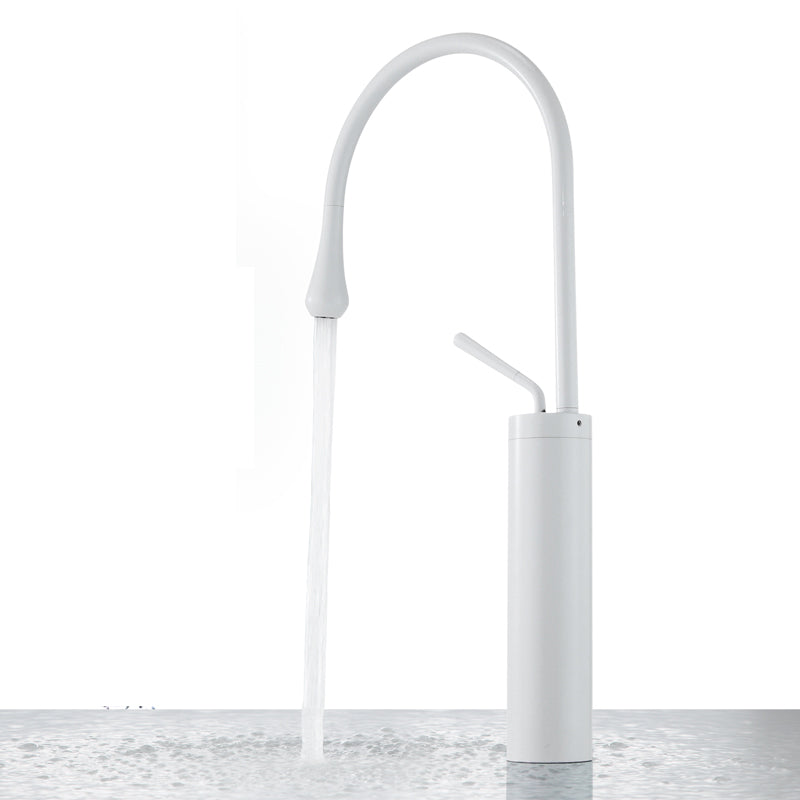 Gooseneck Sink Faucet Circular Lever Handles Brass Bathroom Sink Faucet