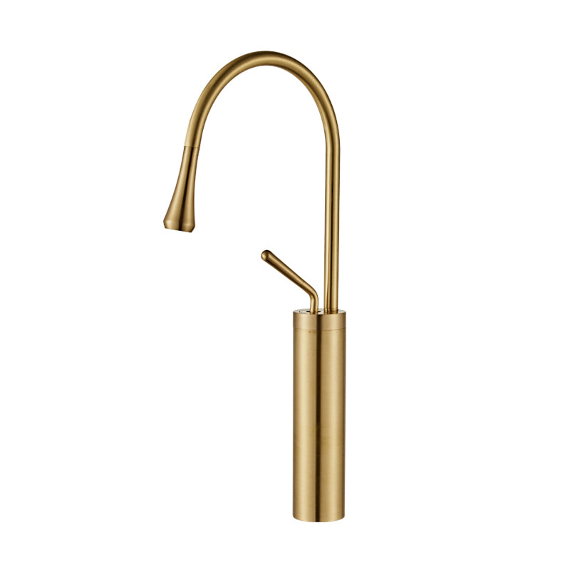 Gooseneck Sink Faucet Circular Lever Handles Brass Bathroom Sink Faucet