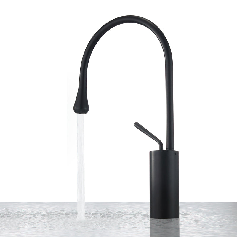 Gooseneck Sink Faucet Circular Lever Handles Brass Bathroom Sink Faucet