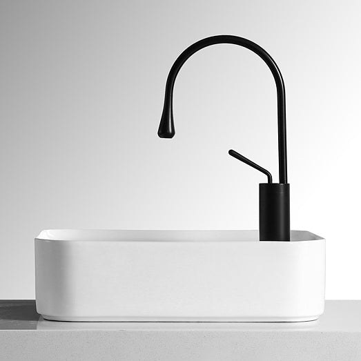 Gooseneck Sink Faucet Circular Lever Handles Brass Bathroom Sink Faucet