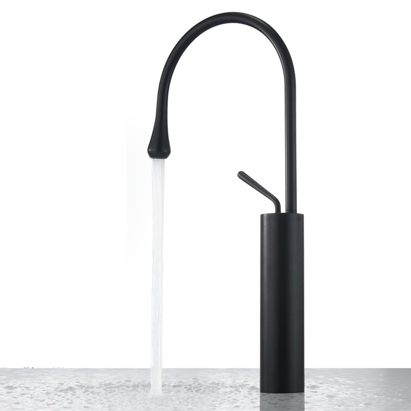 Gooseneck Sink Faucet Circular Lever Handles Brass Bathroom Sink Faucet