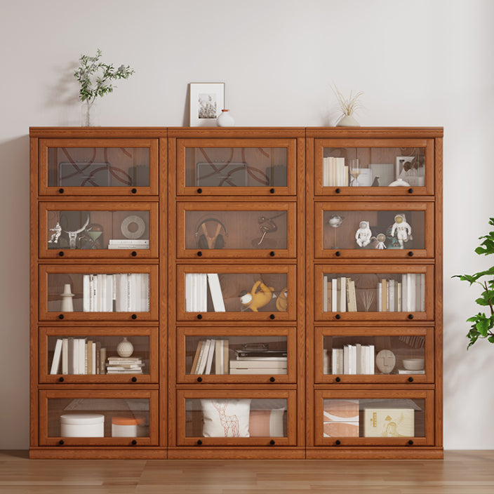 Wooden Contemporary Bookcase Standard Closed Back Bookshelf with Cabinets