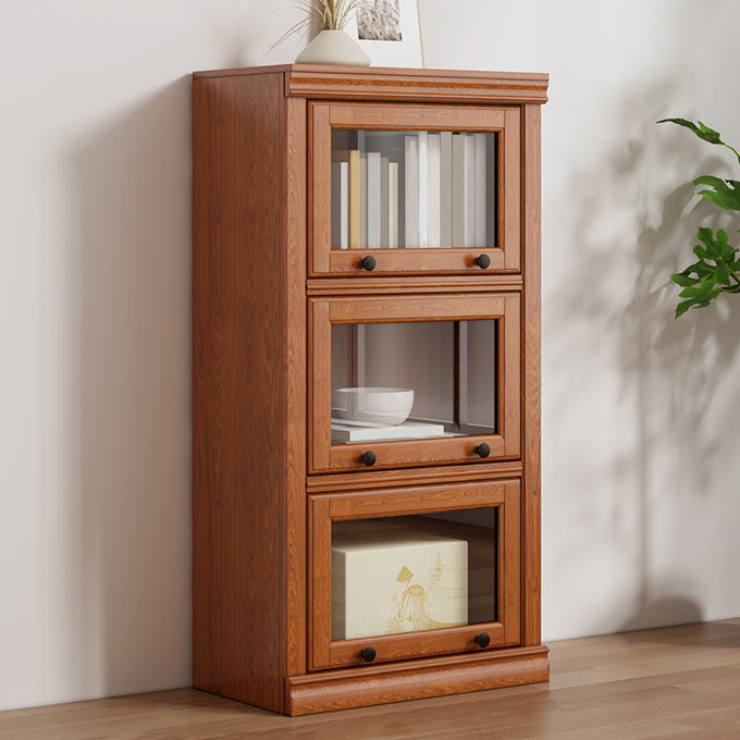 Wooden Contemporary Bookcase Standard Closed Back Bookshelf with Cabinets