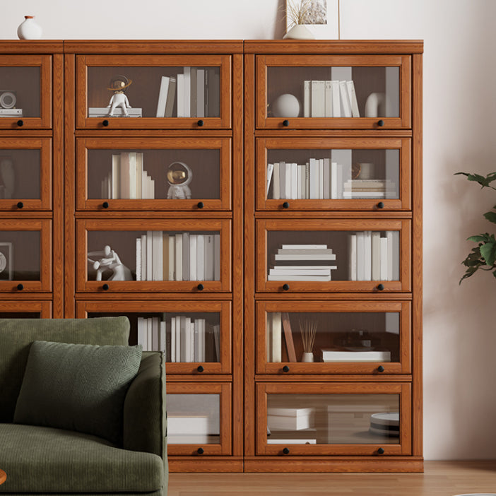 Wooden Contemporary Bookcase Standard Closed Back Bookshelf with Cabinets