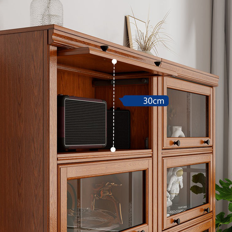 Wooden Contemporary Bookcase Standard Closed Back Bookshelf with Cabinets