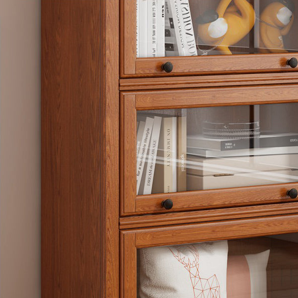 Wooden Contemporary Bookcase Standard Closed Back Bookshelf with Cabinets