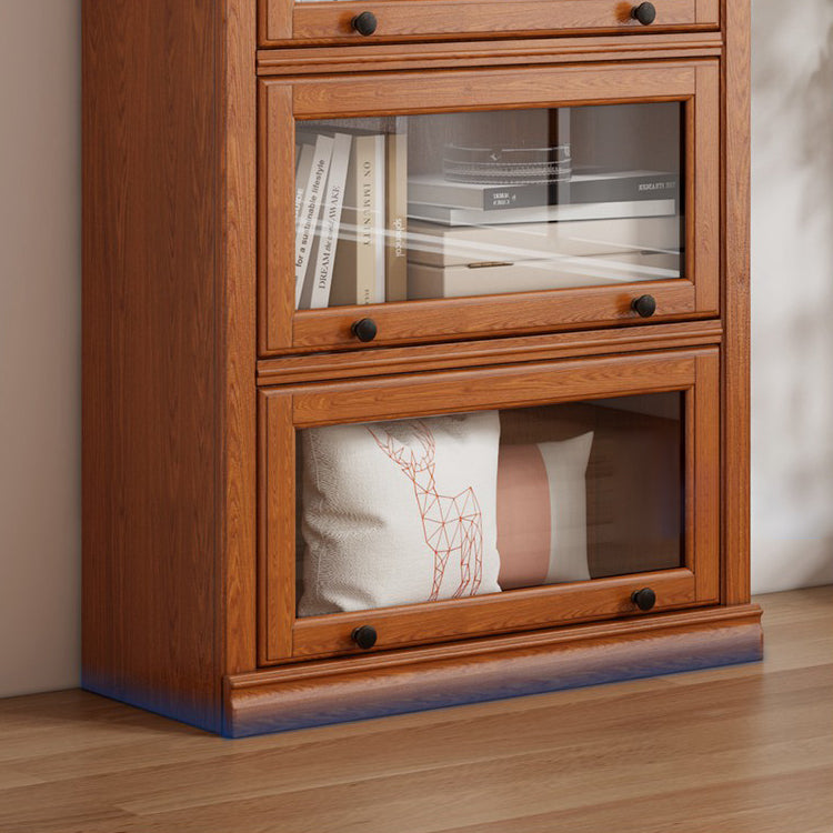 Wooden Contemporary Bookcase Standard Closed Back Bookshelf with Cabinets