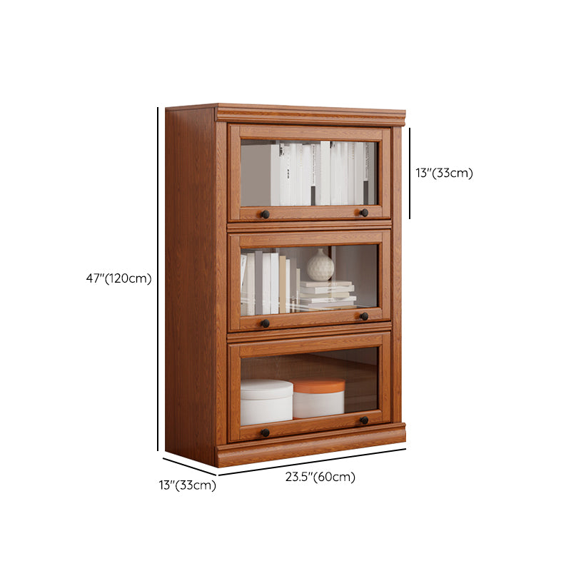 Wooden Contemporary Bookcase Standard Closed Back Bookshelf with Cabinets