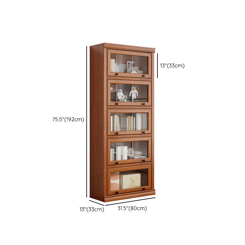 Wooden Contemporary Bookcase Standard Closed Back Bookshelf with Cabinets