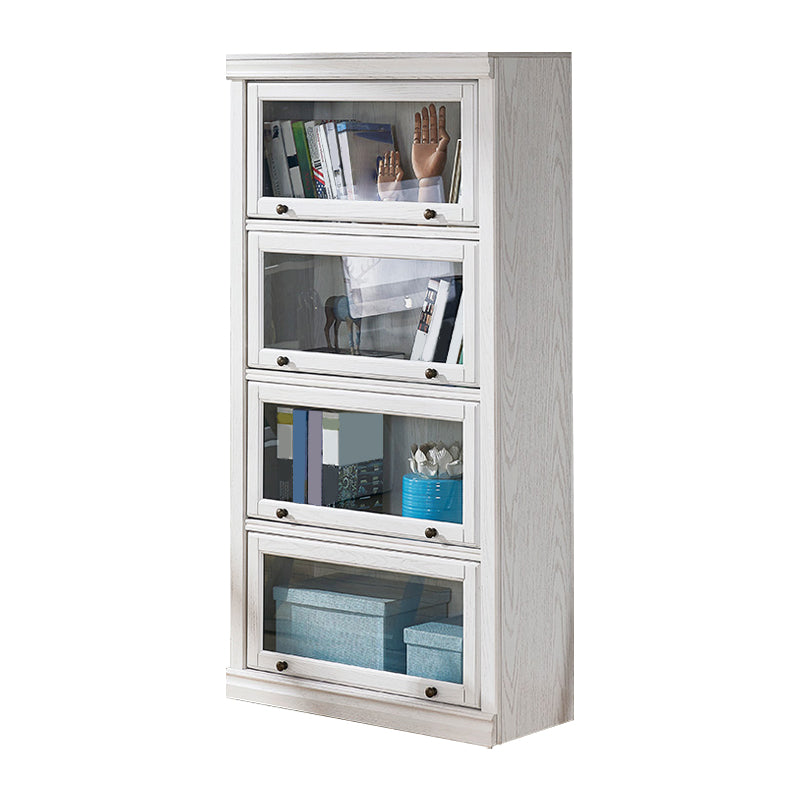 Modern Standard Bookcase Wooden White Bookshelf with Cabinets