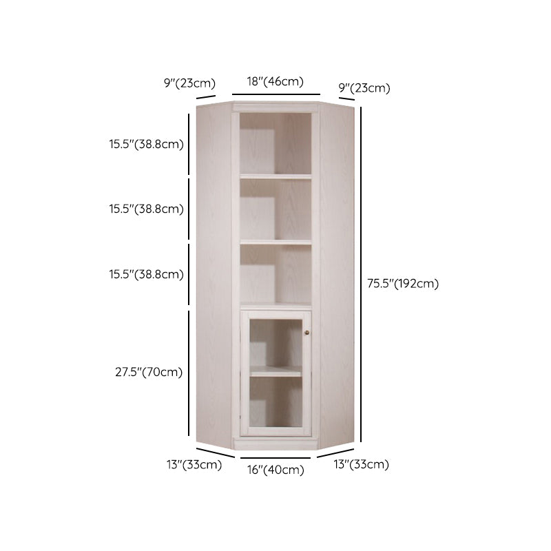 Modern Standard Bookcase Wooden White Bookshelf with Cabinets