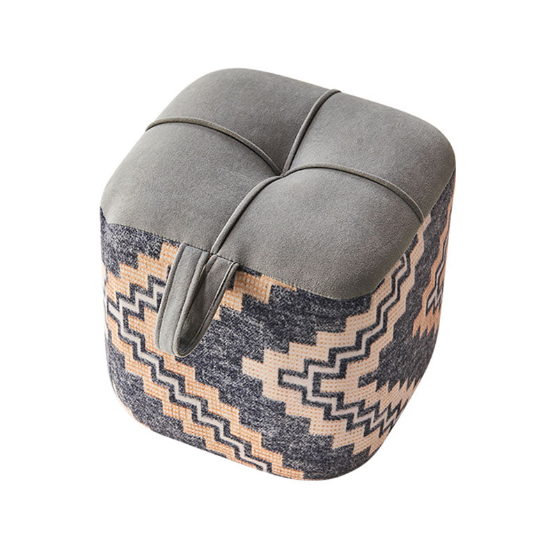 Color Block Fabric Standard Stool Modern Simple Upholstered Ottoman