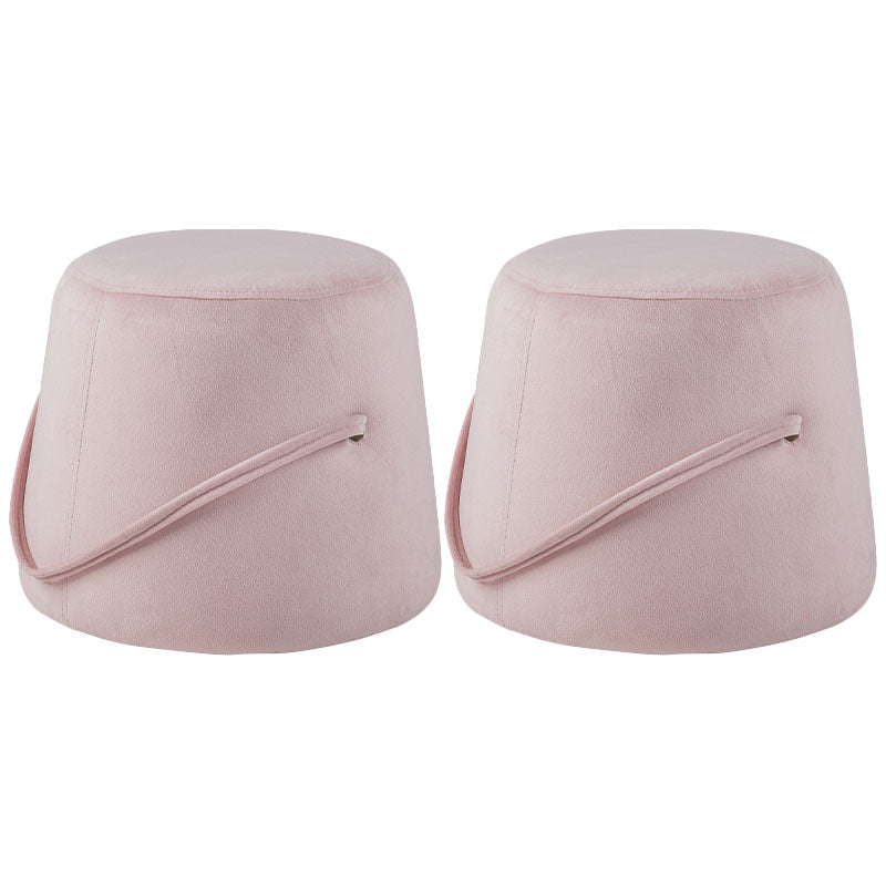 Solid Color Fabric Standard Stool Modern Style Simple Round Stool