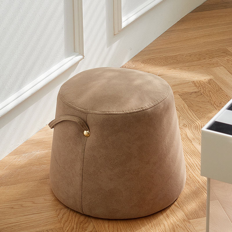 Solid Color Fabric Standard Stool Modern Style Simple Round Stool
